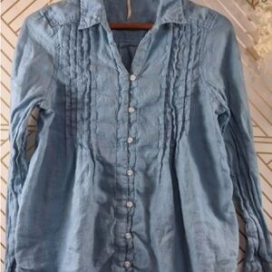 Free People linen blue shirt.